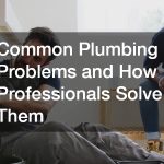 Common Plumbing Problems and How Professionals Solve Them